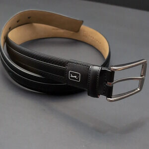 PGA Tour Men's Black Bonded/Ooze Leather Dress Belt,30/75.
